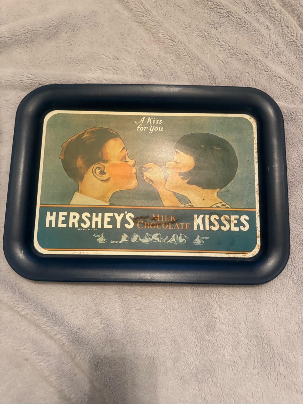 Vintage 1974 Hershey’s Kisses Tray Chocolate And Cocoa Back A Kiss For You Metal